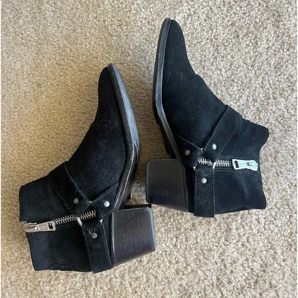 AllSaints | Suede Quentin Harness Black Ankle Boots - Picture 5 of 14